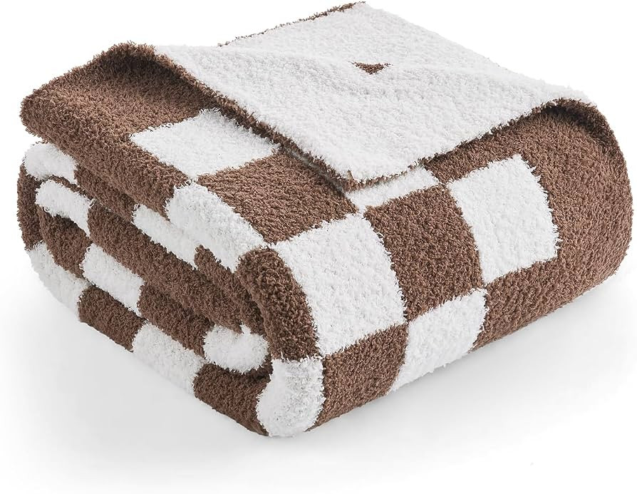 Snuggle Sac Checkered Throw Blanket for Couch, Super Soft, Cozy Warm Knit Blankets, Reversible Pl... | Amazon (US)