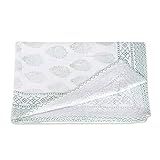 NOVICA Green and White Cotton Block Print Tablecloth, Flower Clusters in Green' | Amazon (US)