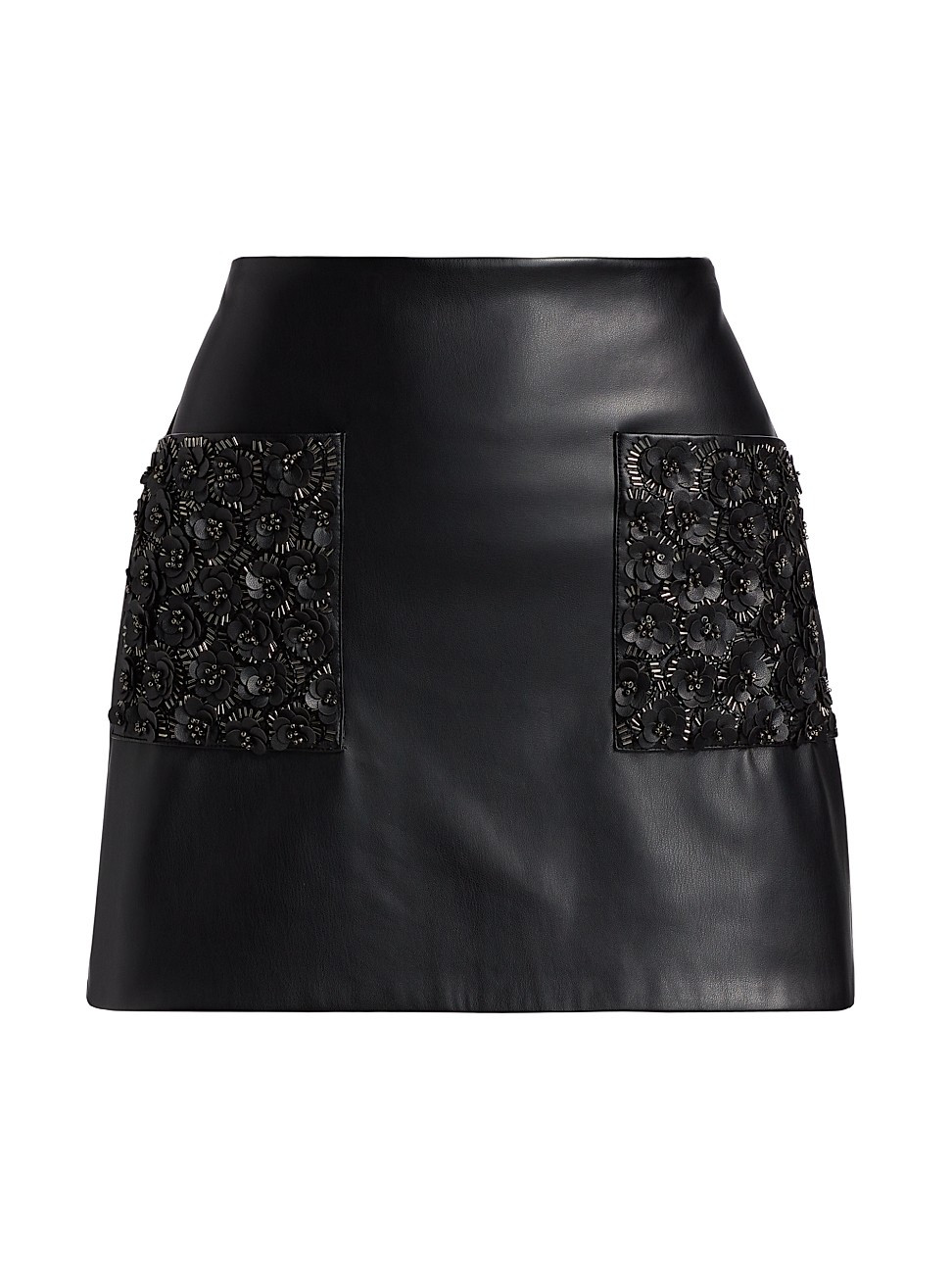 Women's Emilian Faux Leather Beaded Miniskirt - Black Floret - Size 8 | Saks Fifth Avenue