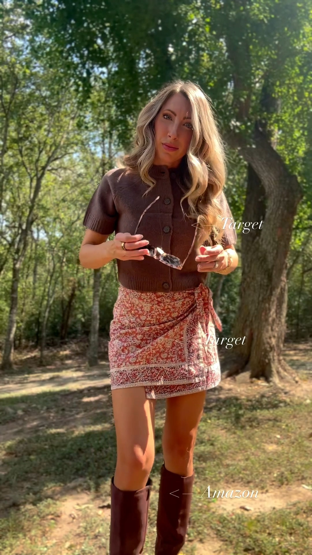 Sharing this skirt again and pairing it with a fall sweater and boots! Wearing my normal XS in both. Brown boots are Amazon and are tts. Fall outfit, brown boots, game day outfit, pumpkin patch outfit, thanksgiving day outfit. Callie glass 

#LTKFindsUnder100 #LTKSeasonal #LTKFindsUnder50