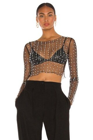 Beach Bunny Look and Glisten Pearl Mesh Top in Black from Revolve.com | Revolve Clothing (Global)