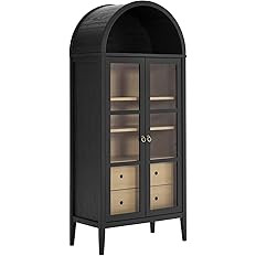 Modway Nolan Modern Farmhouse 71" Tall Arched Storage Display Cabinet in Black Oak Wood Grain | Amazon (US)