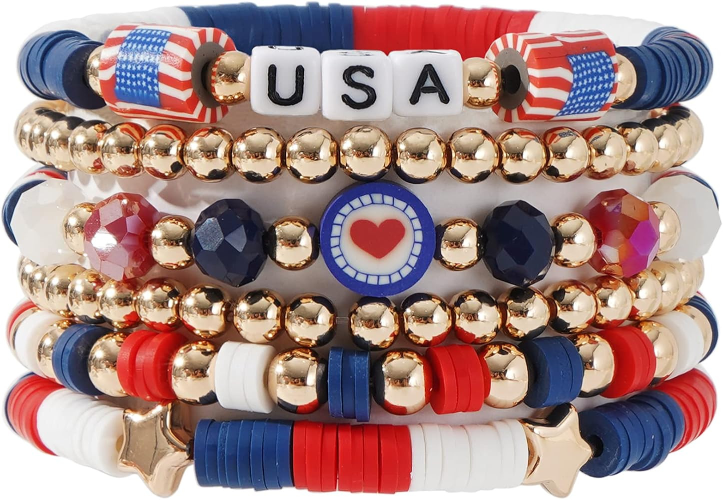 LALAPPLE Preppy Heishi Clay Bead Stretch Bracelets for Women Stackable Gold Pearl Evil Eye Beaded... | Amazon (US)