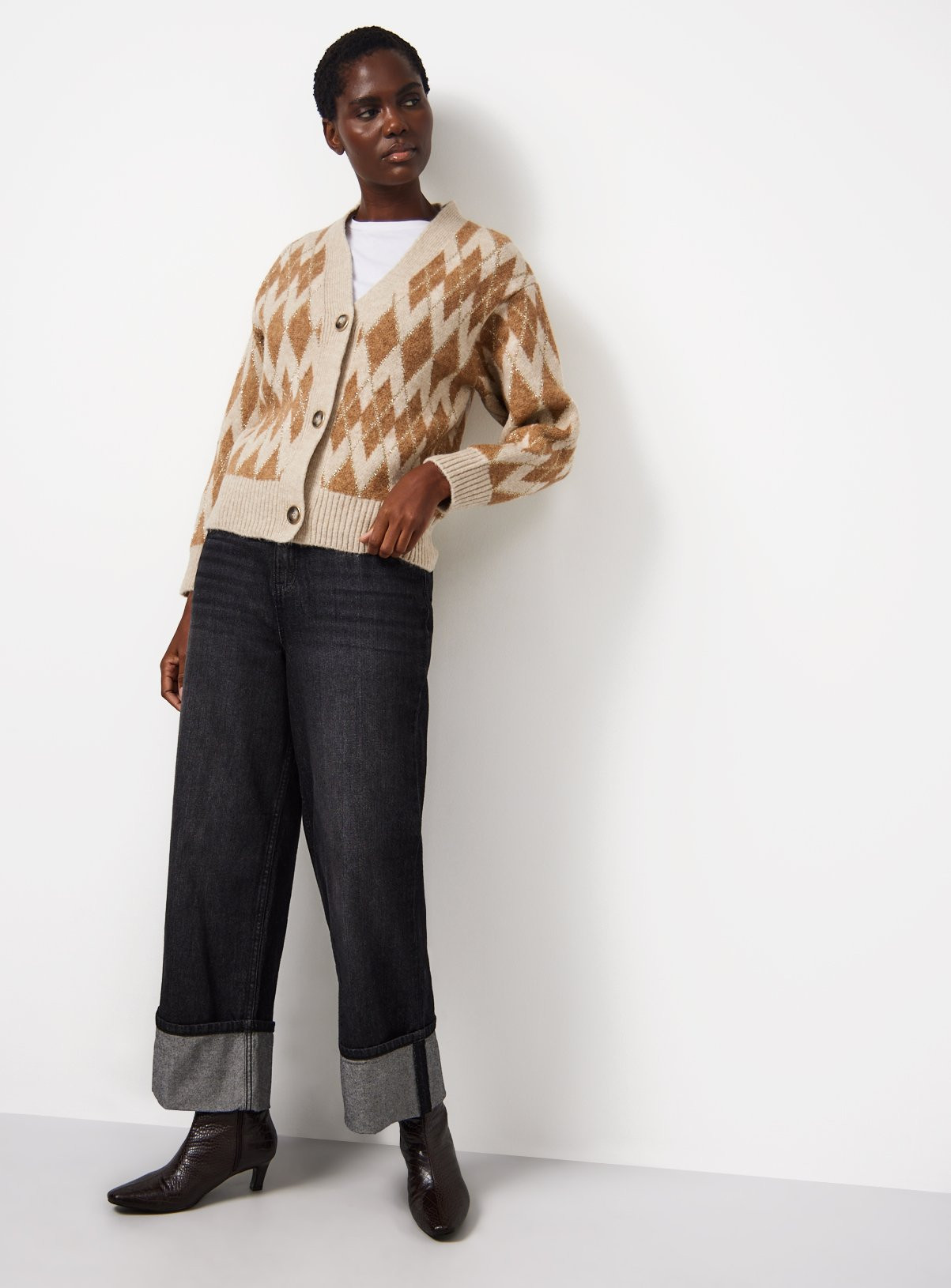 Argyle Knitted Cardigan | Tu Clothing