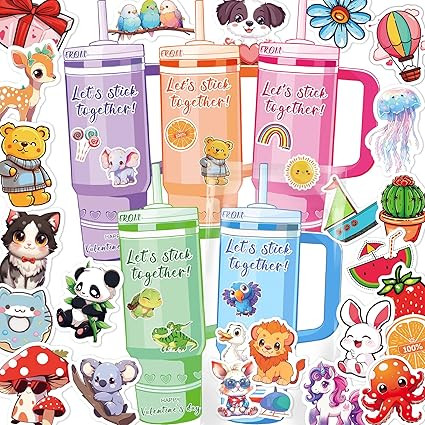 AYGXU Stickers-valentines day gifts for kids,300pcs stickers with 50pcs valentines day cards for ... | Amazon (US)