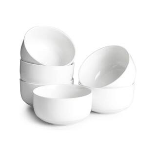 22 fl. oz. White Ceramic Bowl Kitchen Soup and Cereal Bowls Set Dishwasher Microwave Safe (Set of 6) | The Home Depot