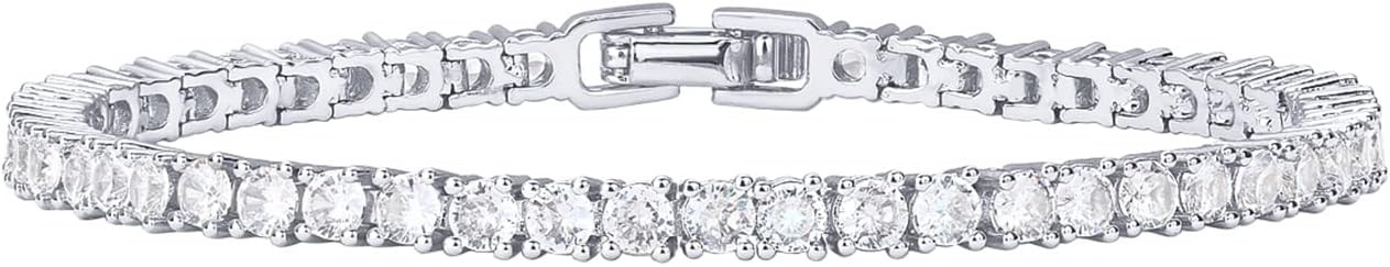 PAVOI 14K Gold Plated 3mm Cubic Zirconia Classic Tennis Bracelet | Gold Bracelets for Women | Siz... | Amazon (US)