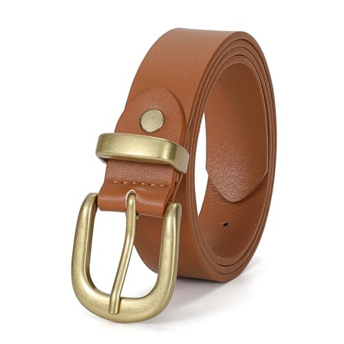 VONMELLI Women Waist Belt Fashion Ladies Belt with Gold Buckle for Jeans Pants Dress Plus Size Brown XL | Amazon (US)