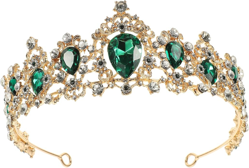 Frcolor Royal Crystal Tiara Green Rhinestone Queen Tiara Wedding Crown Princess Hair Accessories ... | Amazon (US)