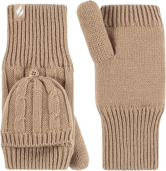 SOCKSHOP Heat Holders Ladies Ash Cable Knit Converter Mittens Pack of 1 | Amazon (UK)