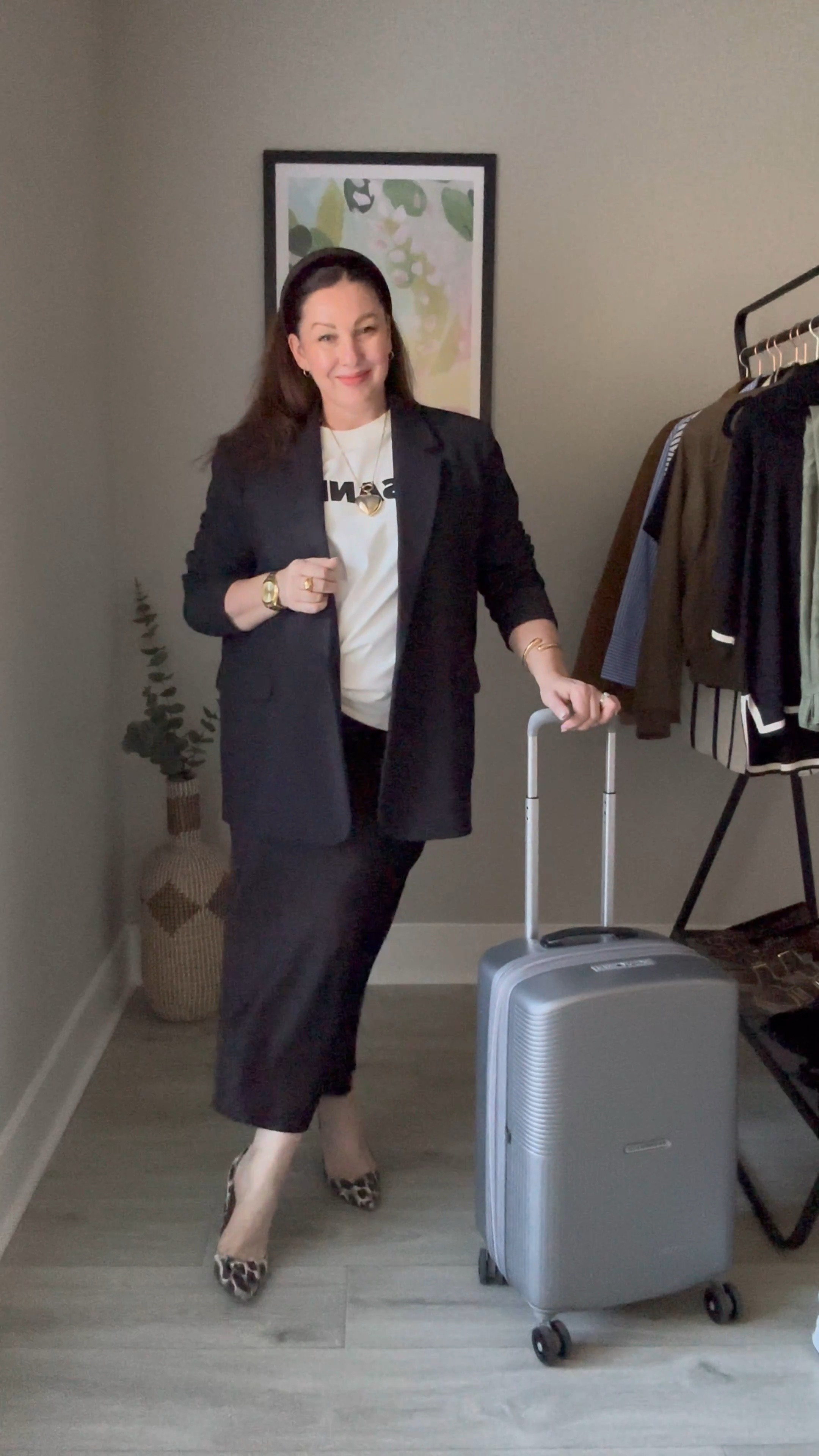 Travel style. Day to night dressing. From plane to dinner. Jil sander. Silk bias skirt oversized blazer. Carry on suitcase. 

#LTKTravel #LTKStyleTip #LTKOver40