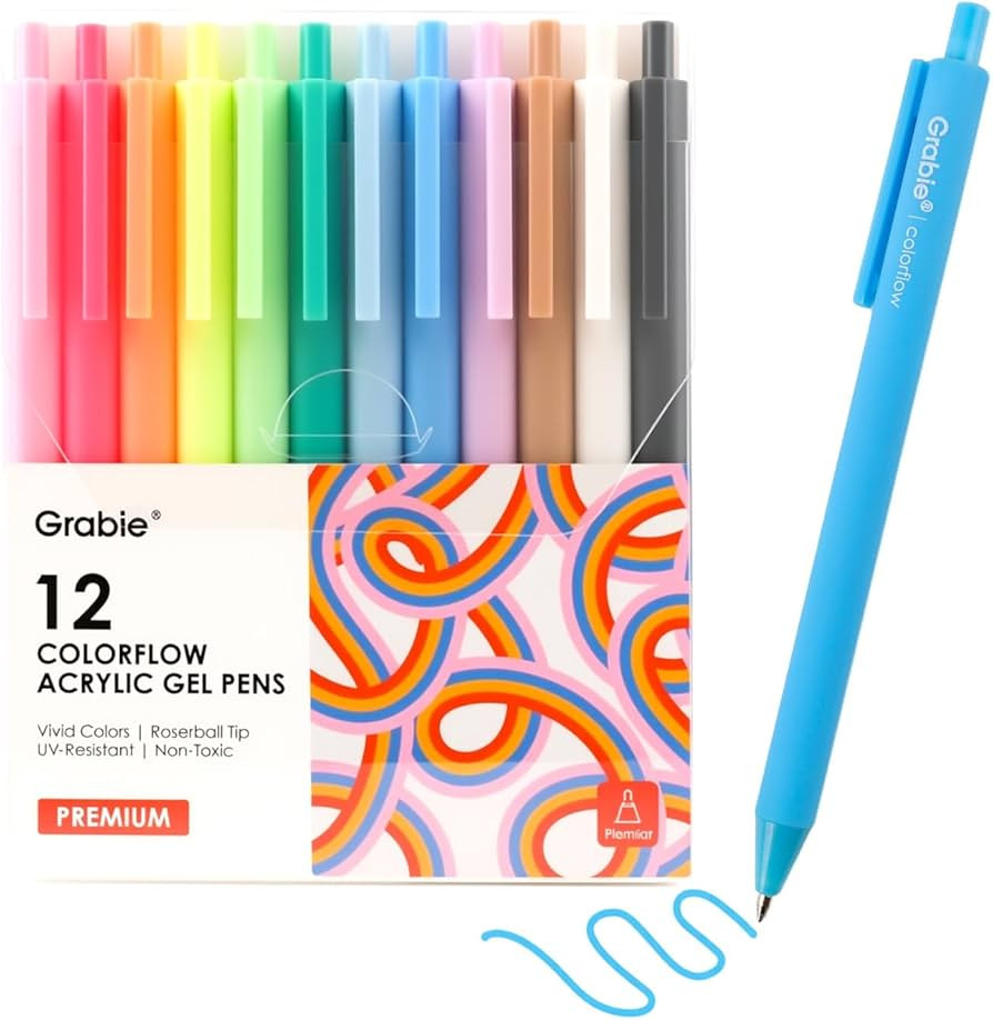 Grabie Acrylic Gel Pens, 0.6mm Fine Point Retractable Gel Pens for Journaling Note Taking, Pack o... | Amazon (US)