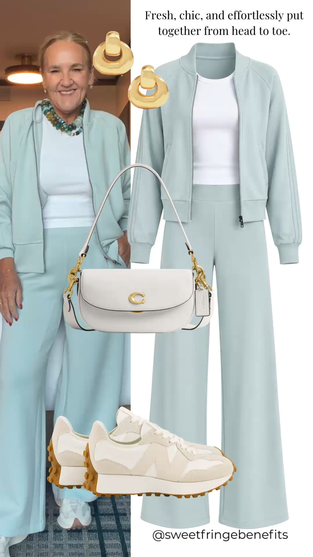 This soft blue monochromatic set is fresh, comfortable, and effortlessly polished. The matching jacket and wide-leg pants make getting dressed easy, while white sneakers and a structured crossbody keep it practical.

💡 LTK MADE EASY
❤️ Heart = Support my posts!
🔖 Save = Get sale & restock alerts
📋 Lists = Keep favorites organized
📲 Share = Send lists and products to a friend. Hello, Christmas List!
💬 Comment = Ask me anything about what I'm wearing.:-) 

 #LTKdayinmylife #LTKgrwm #LTKootd
