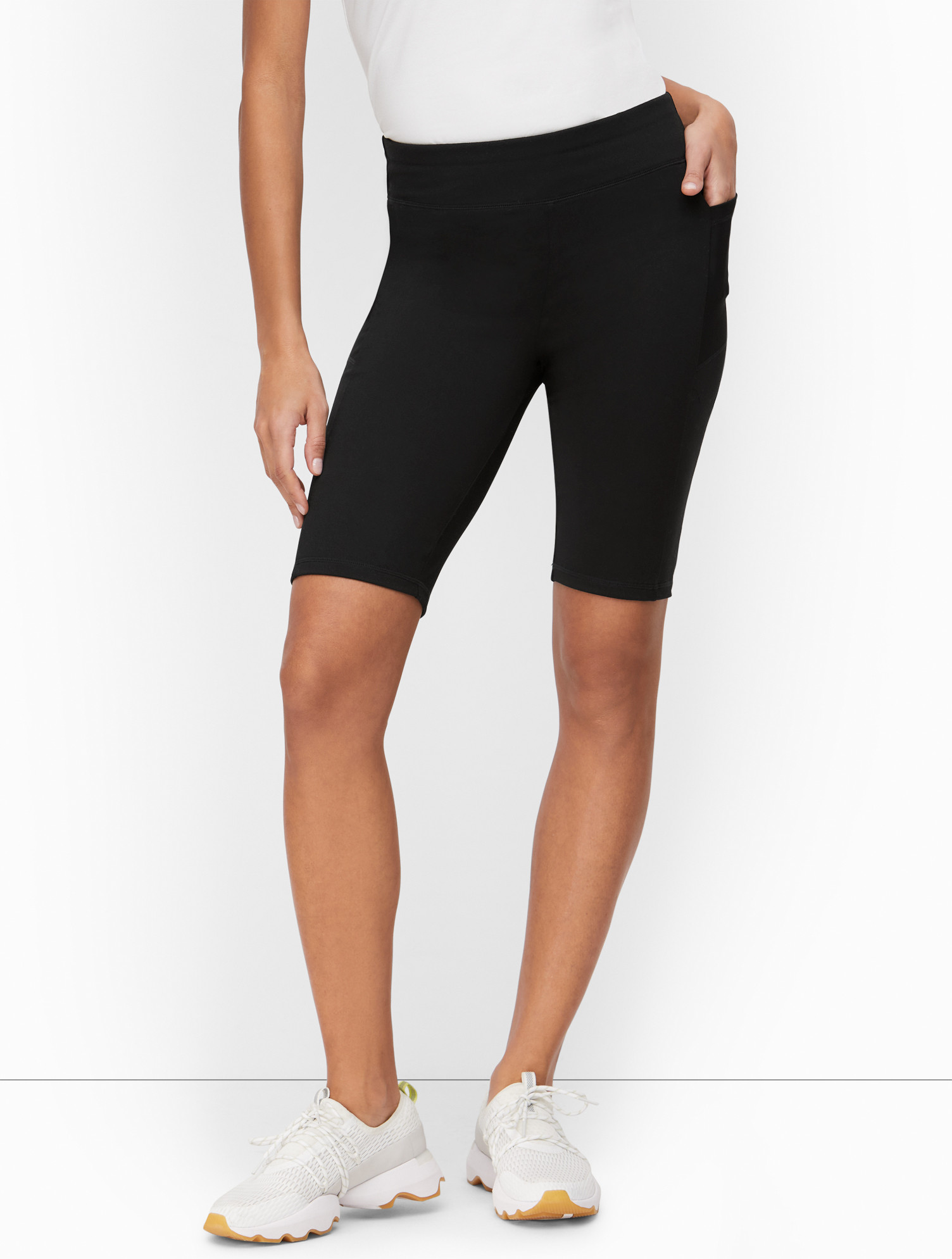 On the Move Mesh Detail Bike Shorts - Black - XL Talbots | Talbots