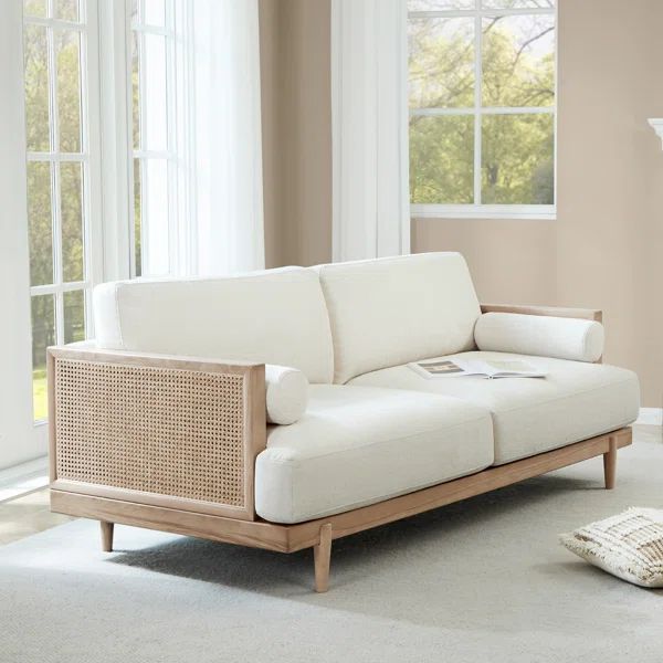 Ahlea 78.75''W Natural Cane Upholstered Sofa | Wayfair North America