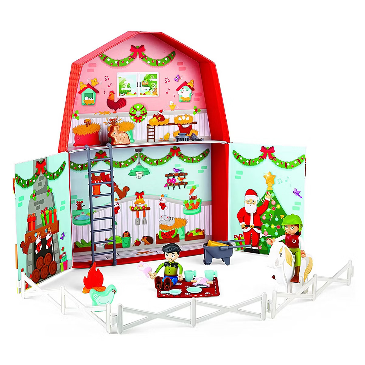Hape E3410 25 Day Kids Wooden Pony Farm Advent Calendar with 24 Figures, and Decorated Barn Backd... | Target