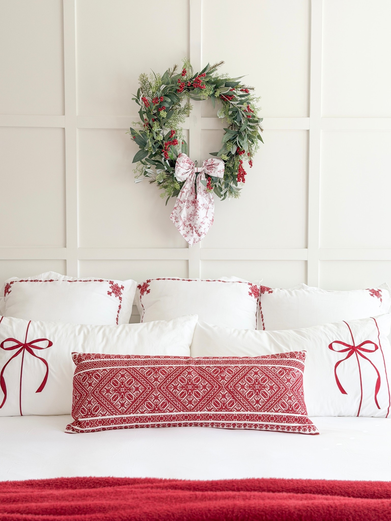 Put a wreath over your bed to make your bedroom festive too! 

#LTKHome #LTKSeasonal #LTKHoliday