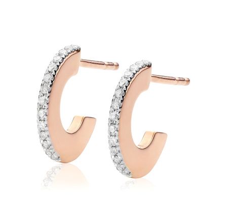 Rose Gold Naida Small Hoop Earrings Diamond | Monica Vinader (Global)