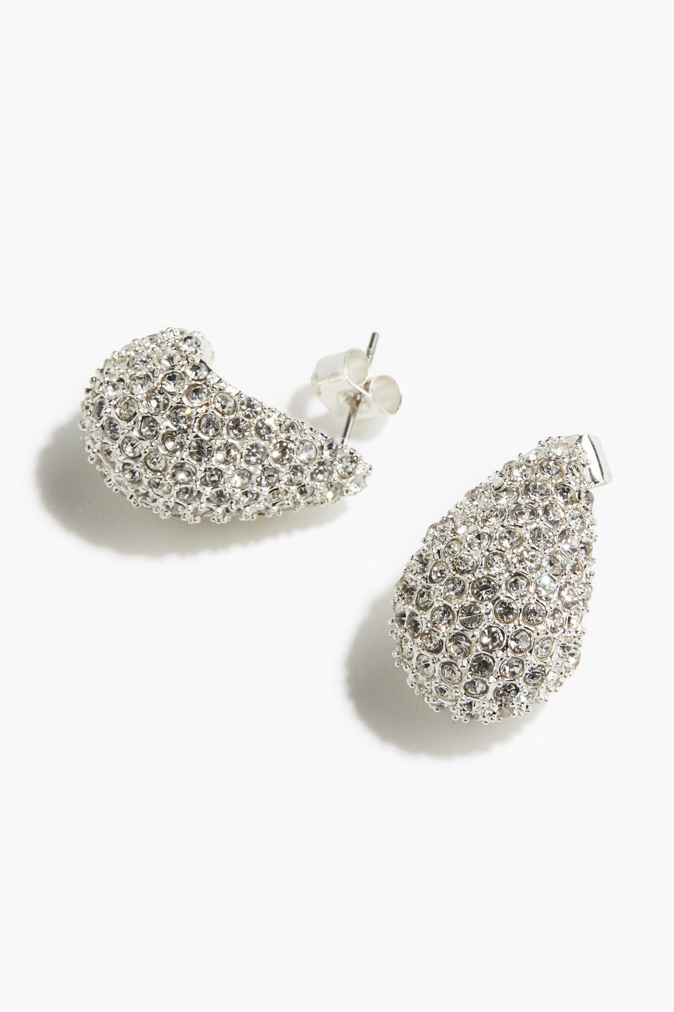 Rhinestone-Decorated Dome Earrings | H&M (US + CA)