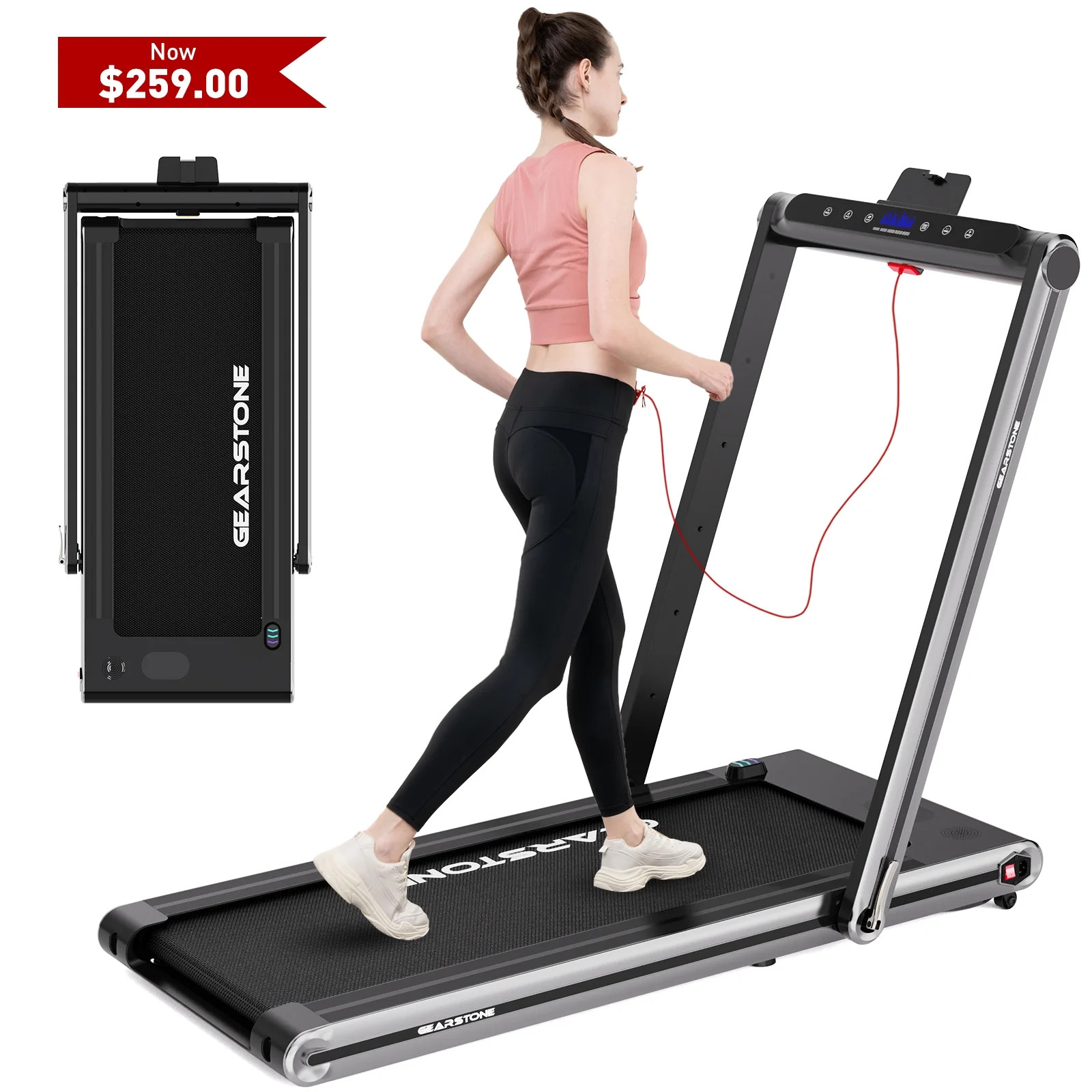 GEARSTONE 2 in 1 Folding Treadmill, Under Desk Treadmill Walking Electric Jogging Running Machine... | Walmart (US)