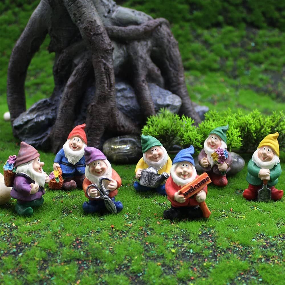 Fairy Garden Accessories, Garden Gnome Figurines Set of 7, Miniature Gnome Figurines for Plant Po... | Amazon (US)