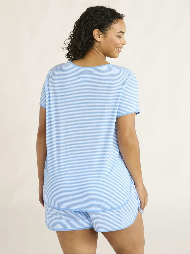 Joyspun Women's and Women’s Plus Lightweight Sleep Tee and Shorts Set, 2-Piece, Sizes XS to 3X | Walmart (US)