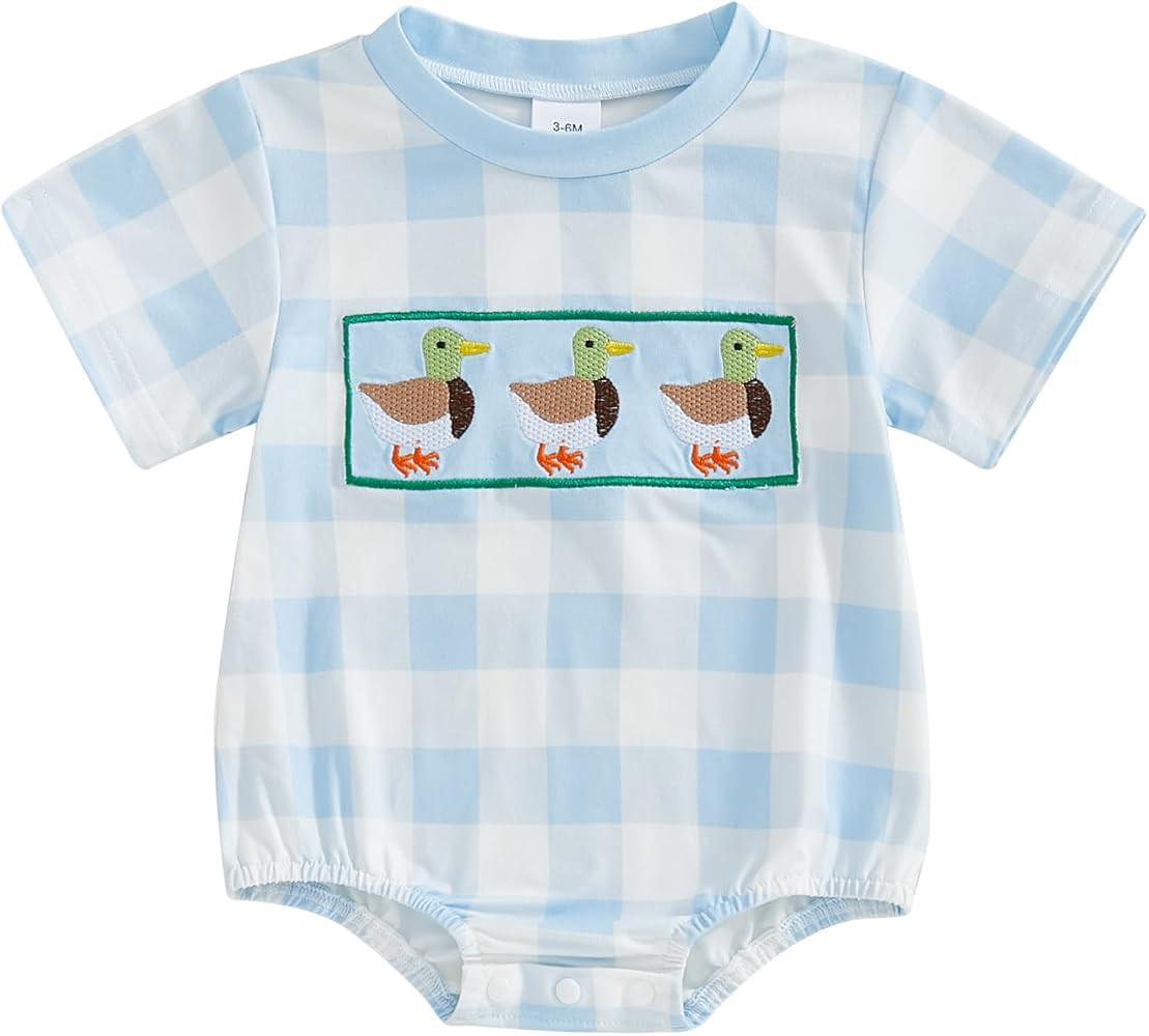 Infant Baby Boy Mallard Duck Clothes Summer Short Sleeve Romper One Piece Newborn Country Boy Far... | Amazon (US)