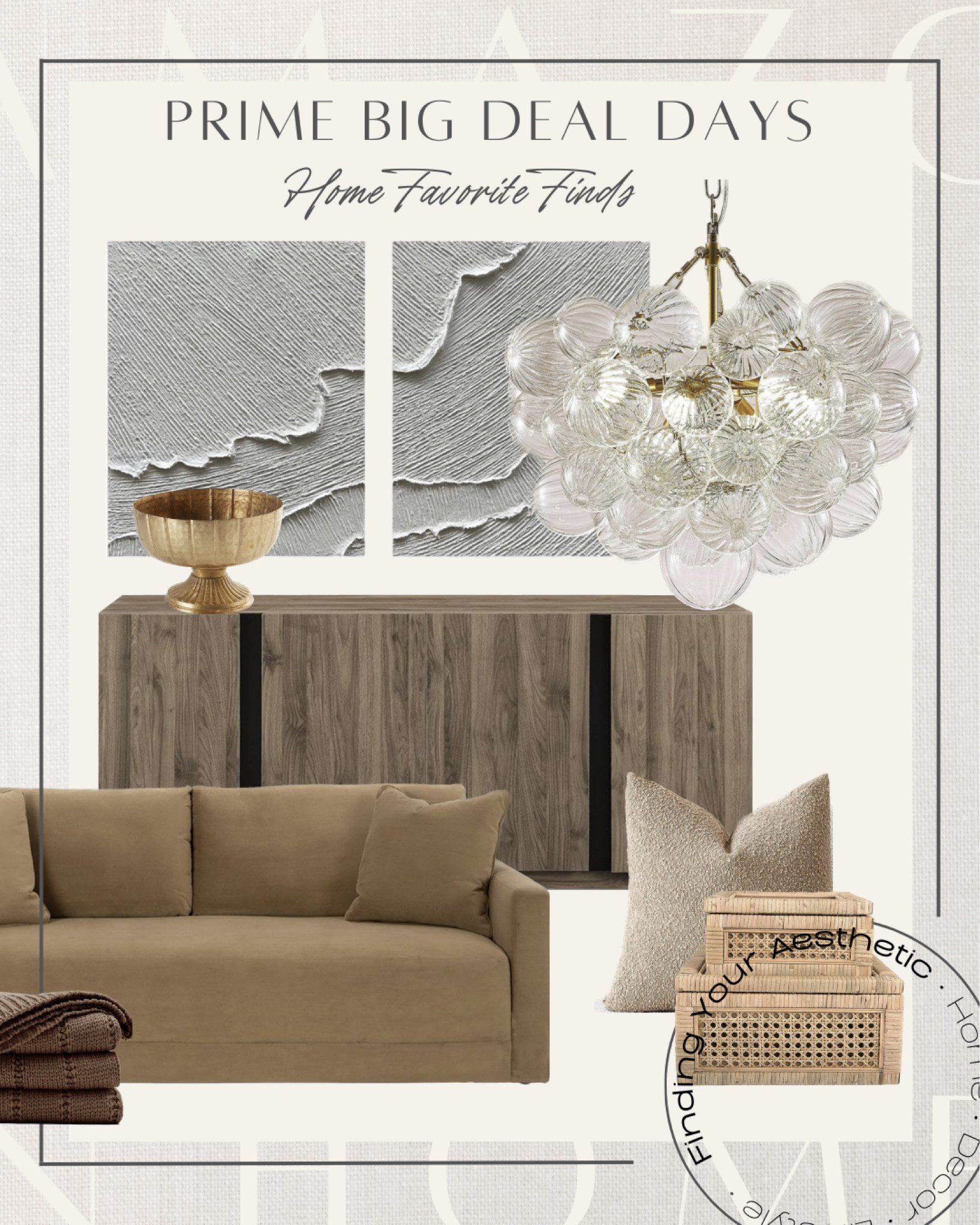 Prime day furniture and home decor deals

Neutral sofa, brown sofa, tan sofa, modern couch, boucle accent pillows, chunky throw blanket, rattan box set, affordable sideboard, neutral console, gold bowl, decorative accents, bubble chandelier, bubble light, mid century modern light, Nordic chandelier, plaster wall art

#LTKxPrime #LTKhome