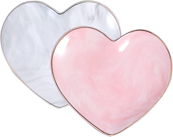 Heart Shape Jewelry Dish, Marble Pattern Trinket Ring Tray Holder, Decorative Jewelry Dish Tray S... | Amazon (US)
