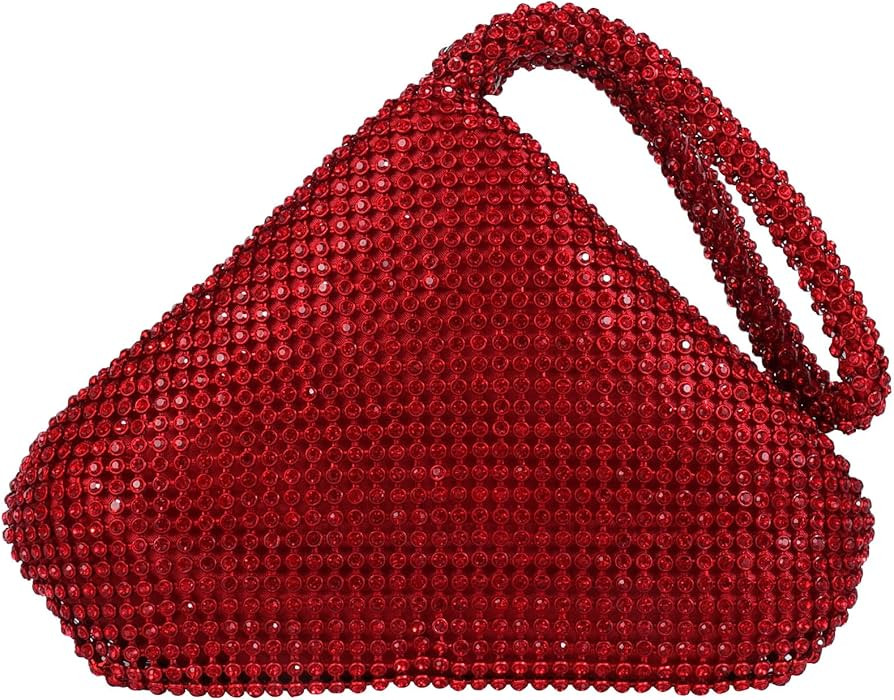 ele ELEOPTION Women Red Evening Bag Women's Clutch Purse Bag Triangle Full Rhinestones Bags Party Cocktail Wedding for 6.0inch Android IOS Phones | Amazon (US)