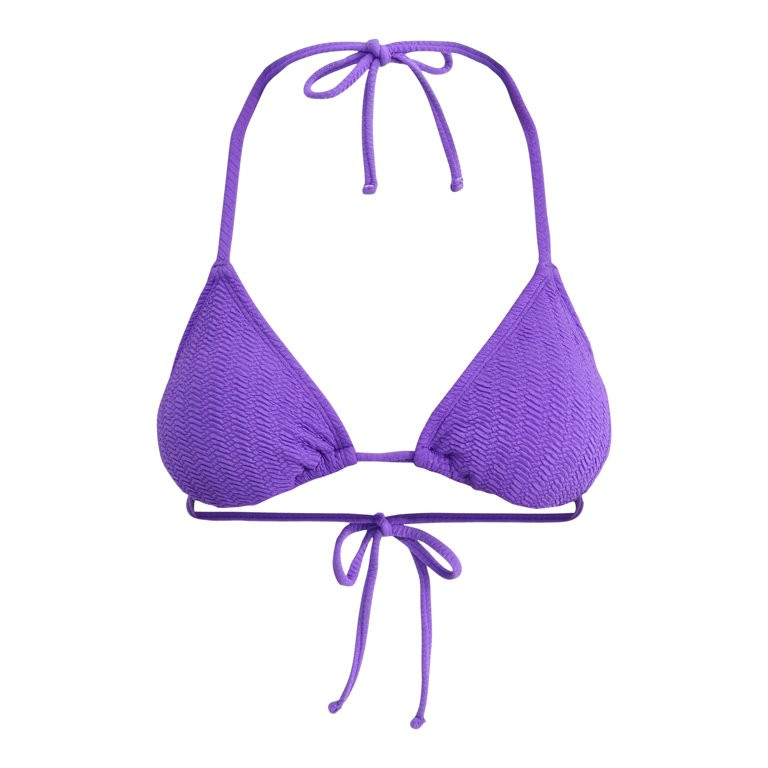 No Boundaries Herringbone Crinkle Triangle Bikini Top, Women's | Walmart (US)