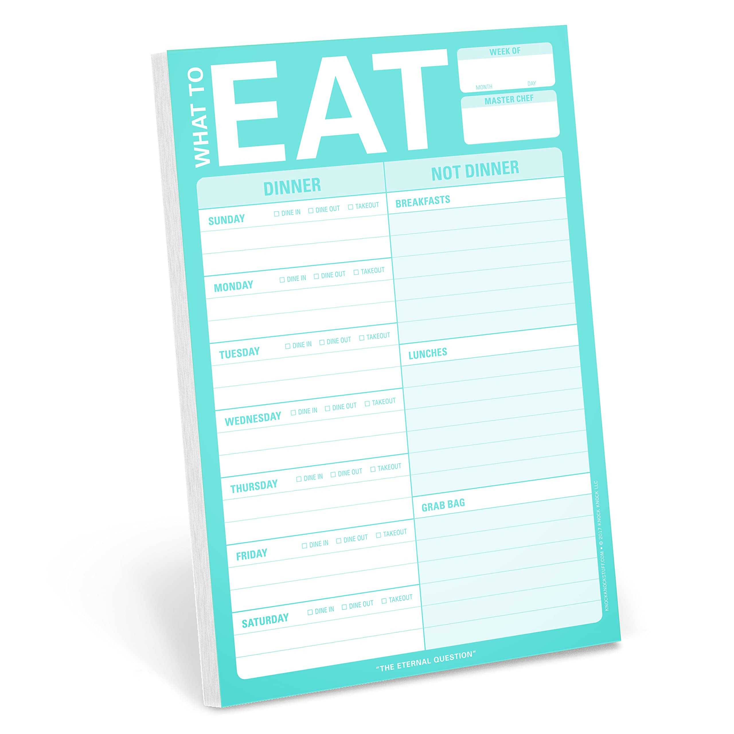Knock Knock What to Eat Pad (Mint Green), Magnetic Meal Planning Note Pad with Magnet, 6 x 9-inch... | Amazon (US)