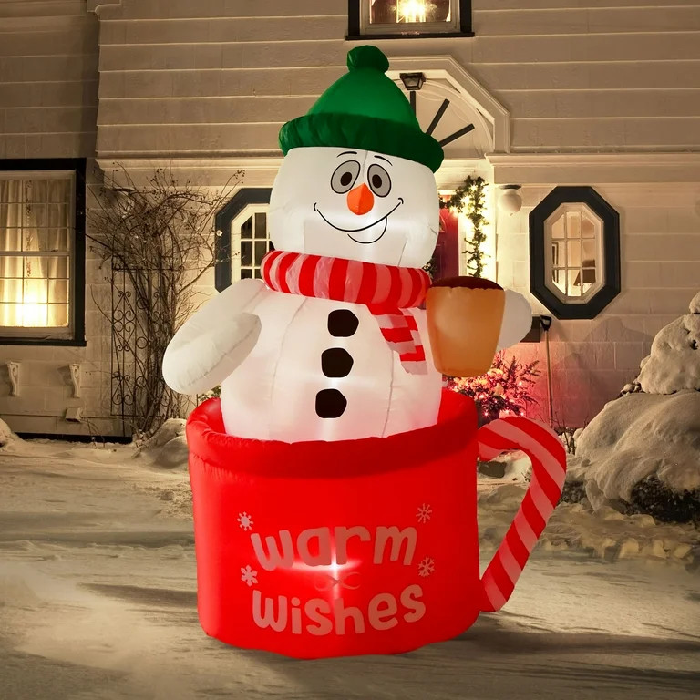 6FT Christmas Inflatables Outdoor Decoration Christmas Blow up Yard Snowman Inflatable with Light... | Walmart (US)