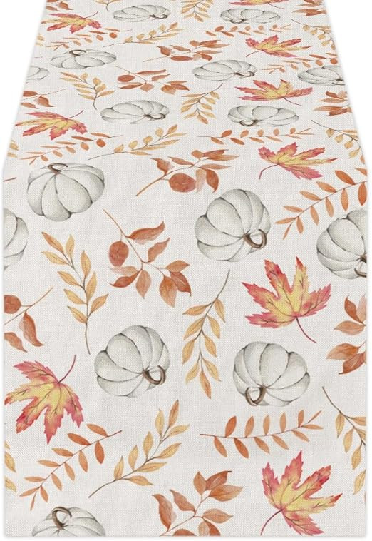 ARKENY Fall Table Runner 13x72 Inches,Pumpkin Maple Leaf,Seasonal Burlap Farmhouse Indoor Thanksg... | Amazon (US)