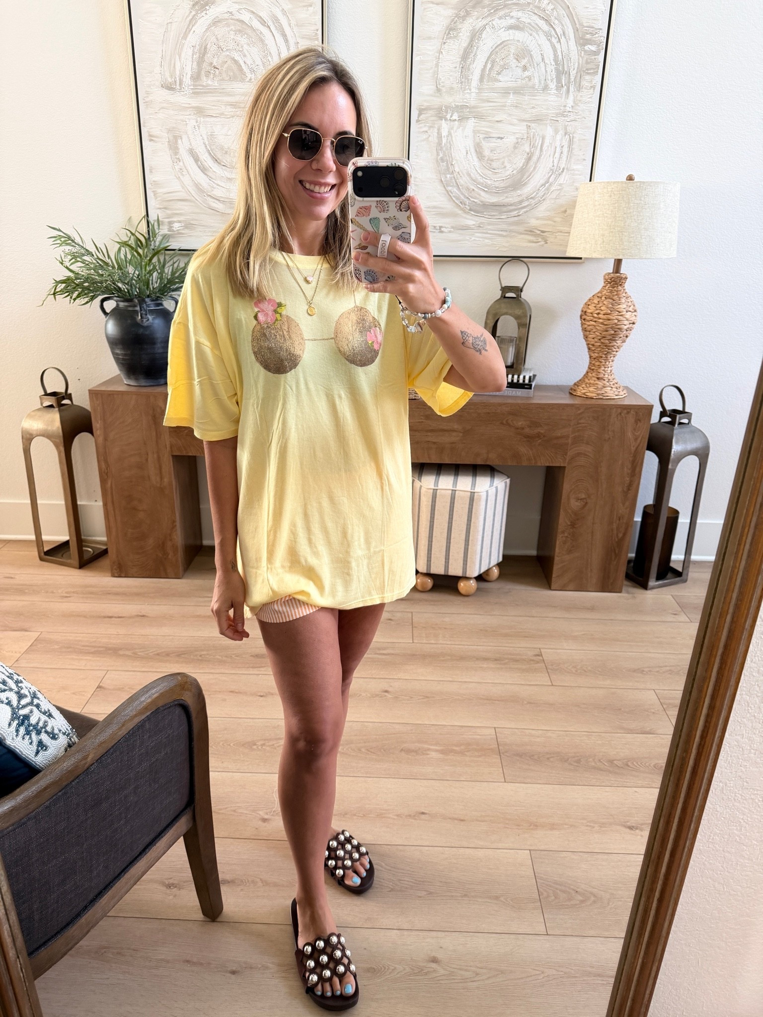 This is an XS tee because it runs large since it’s technically a sleep shirt! Super cute to wear over a swimsuit too!

#LTKmomlife #LTKootd
