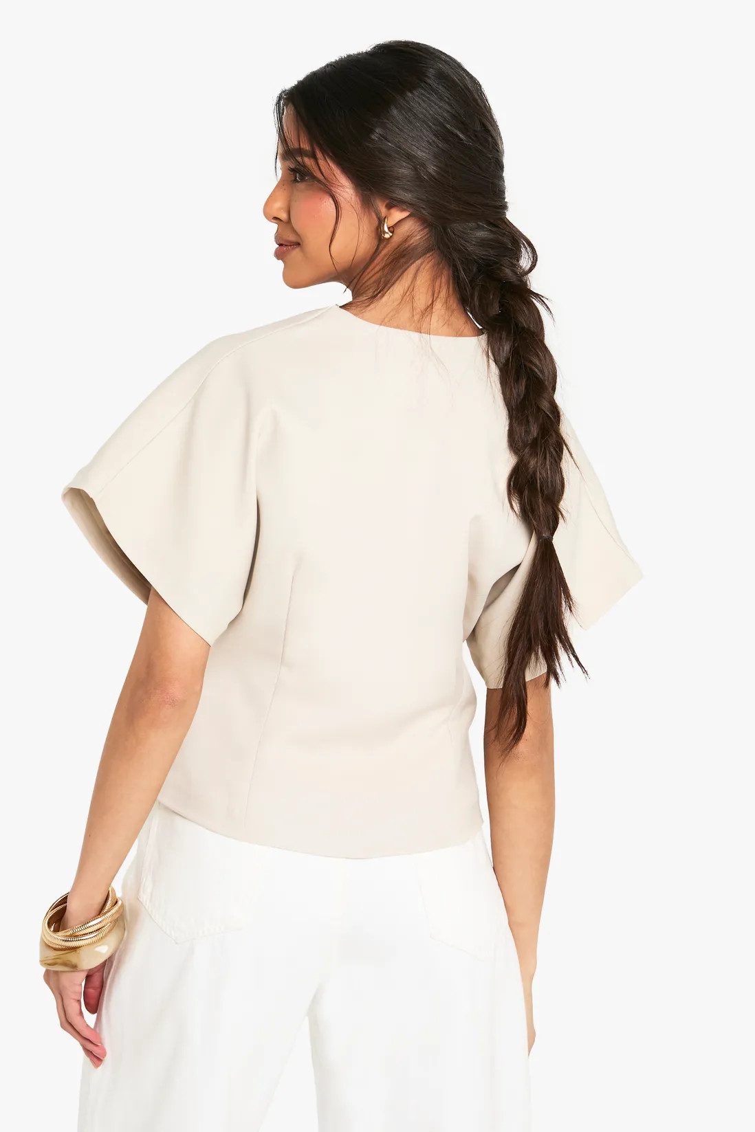 Woven Button Cap Sleeve Top | Boohoo.com (UK & IE)