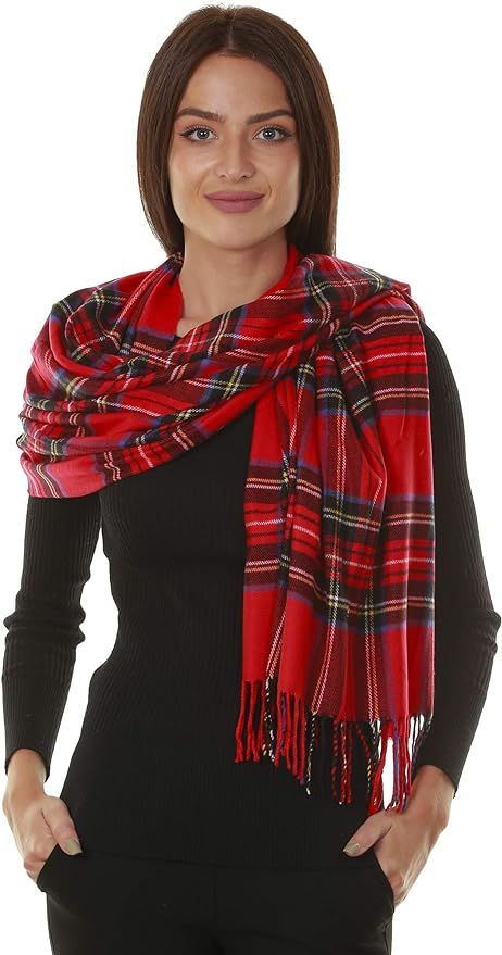 GILBIN'S Big Winter Warm Tartan Checked Cashmere Feel Shawl Blanket Scarf 80" x 30" | Amazon (US)