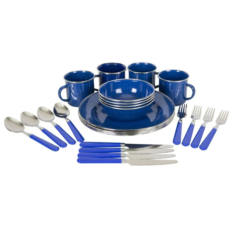 Stansport 24 Piece Enamel Camping Tableware Set 11220 Hiking Backpacking | Walmart (US)
