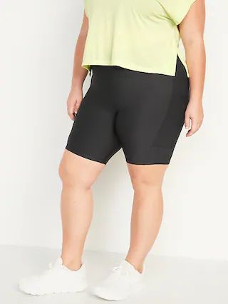 High-Waisted PowerSoft Mesh-Paneled Hands-Free Pocket Biker Shorts -- 8-inch inseam | Old Navy (US)