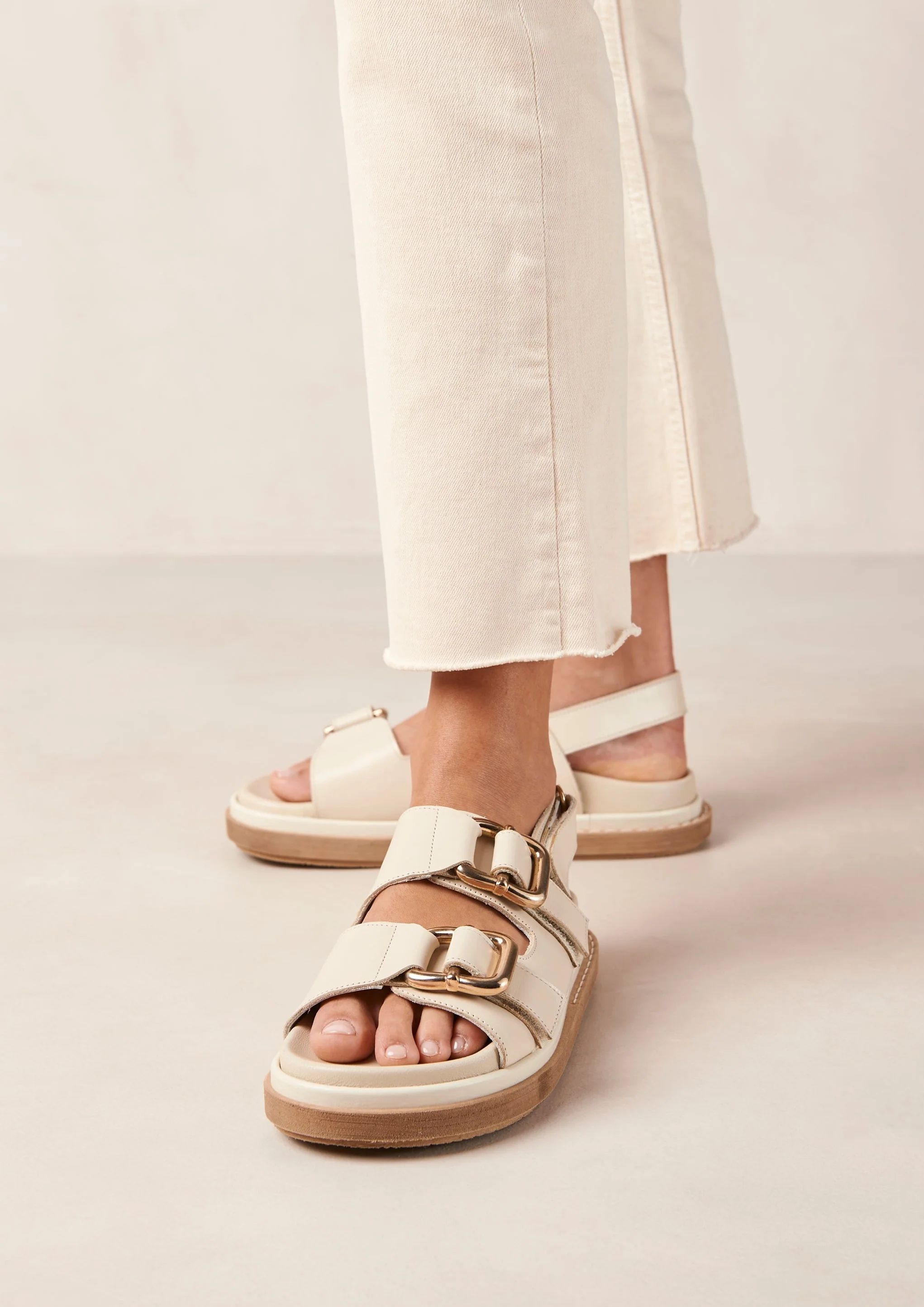 Harper - White Leather Sandals | Alohas FR