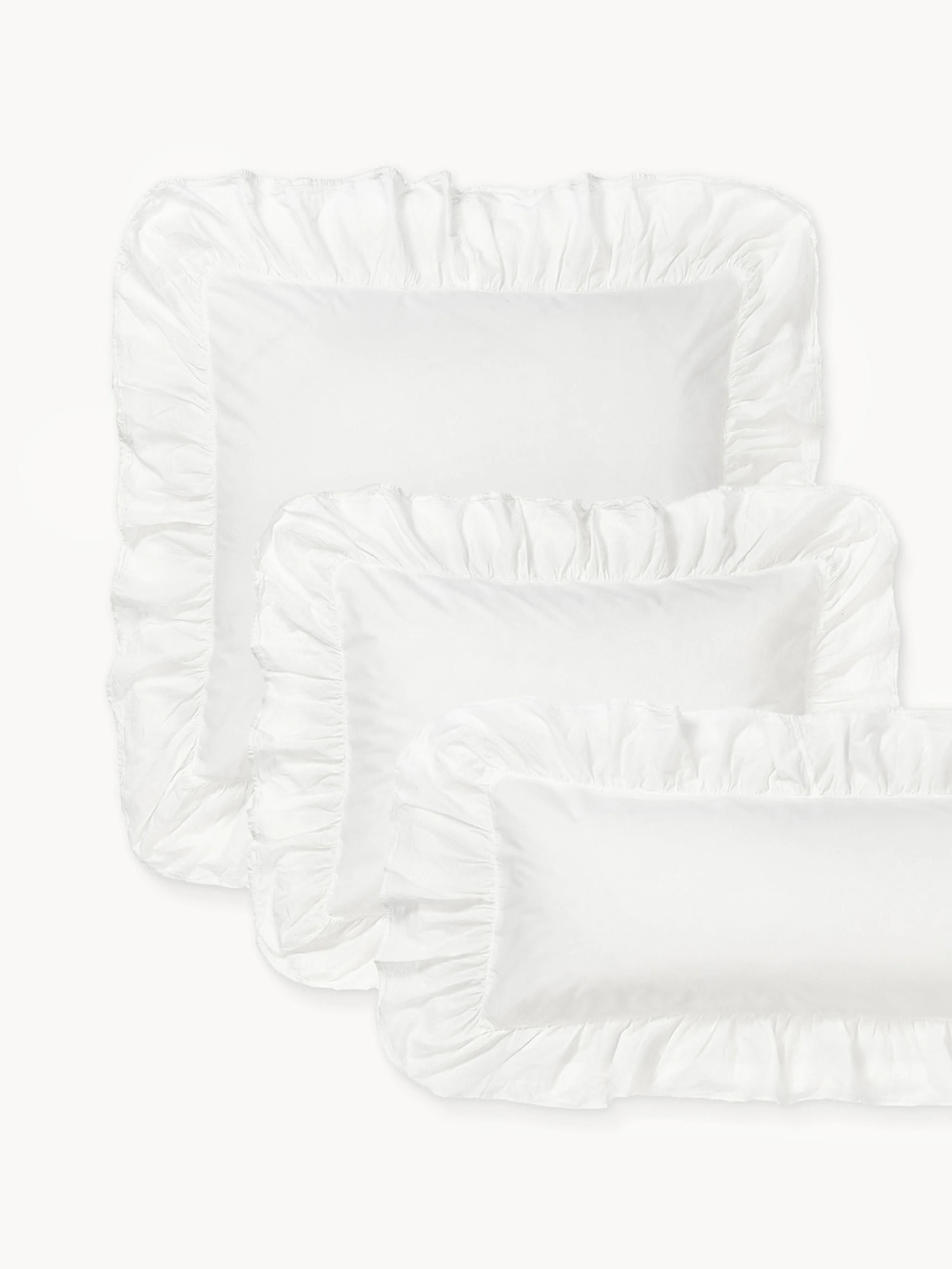 Gewaschener Baumwollperkal-Kopfkissenbezug Louane mit Rüschen | Westwing EU