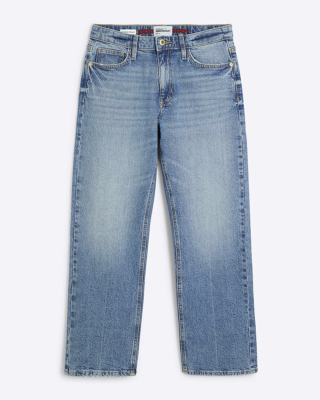 Blue Denim High Waisted Straight Leg Jeans | River Island (UK & IE)