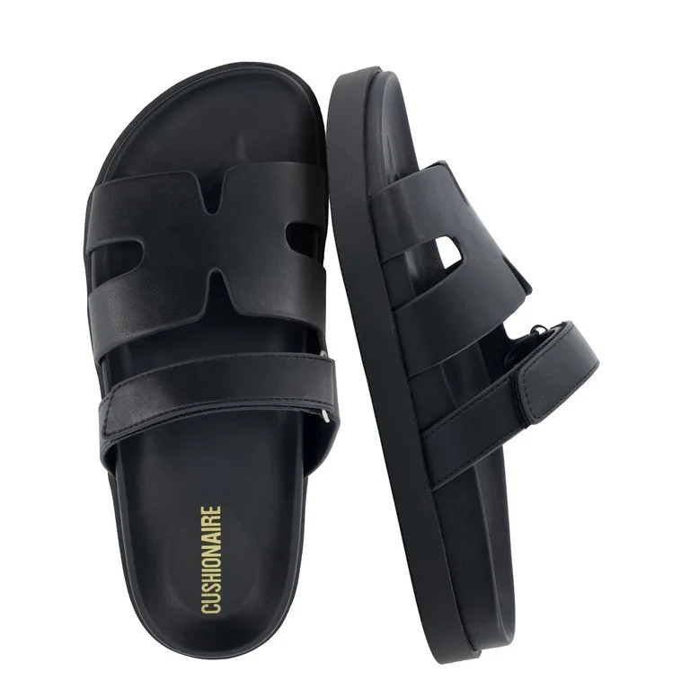 Cushionaire Estate Womens Sandals with Cut-Out Band & Adjustable Strap with Memory Foam, Summer S... | Walmart (US)