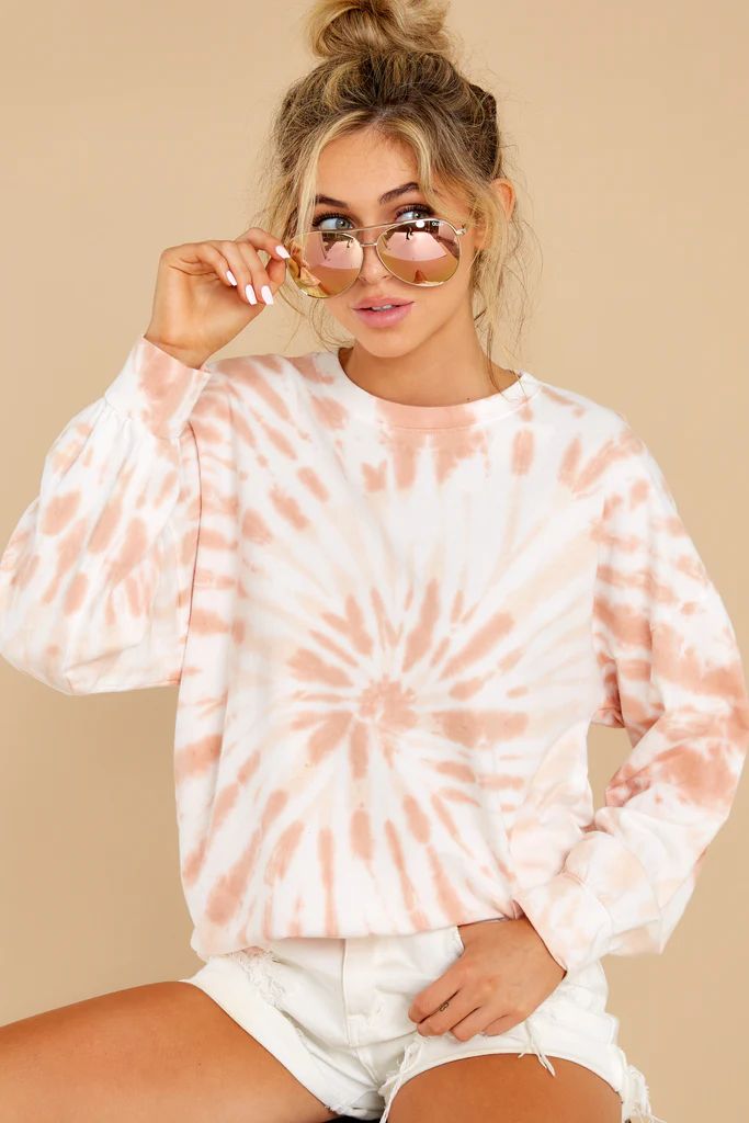 First Thought Peach Tie Dye Spiral Top | Red Dress 