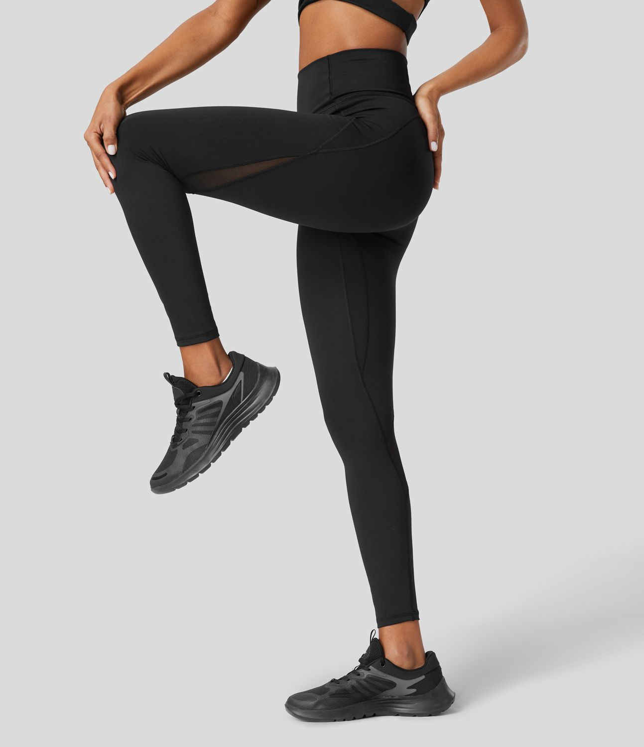 Women’s SpeedWave™ High Waisted Back Zip Pocket Contrast Mesh Quick Dry 7/8 Workout Leggings ... | HALARA