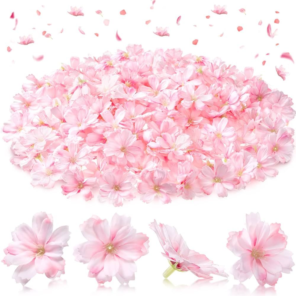 WILLBOND Faux Flower Heads for Crafts Artificial Silk Plum Blossom Heads for Home Room Wedding Pa... | Amazon (US)
