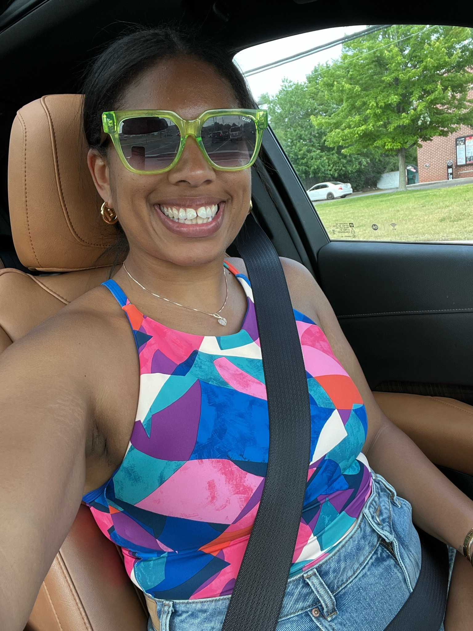 Colorful sports bra. Doubles as tank top or bikini top. 

Wearing size M (cup size 36 C, T-shirt size M) 

#LTKFitness #LTKsalealert #LTKunder50