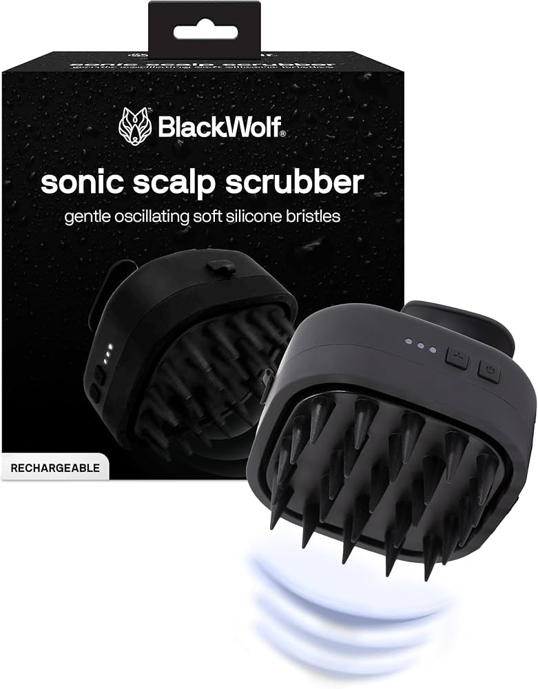 Black Wolf Sonic Scalp Scrubber - Electric Hair & Scalp Massager Brush with 3-Speed Oscillation -... | Amazon (US)