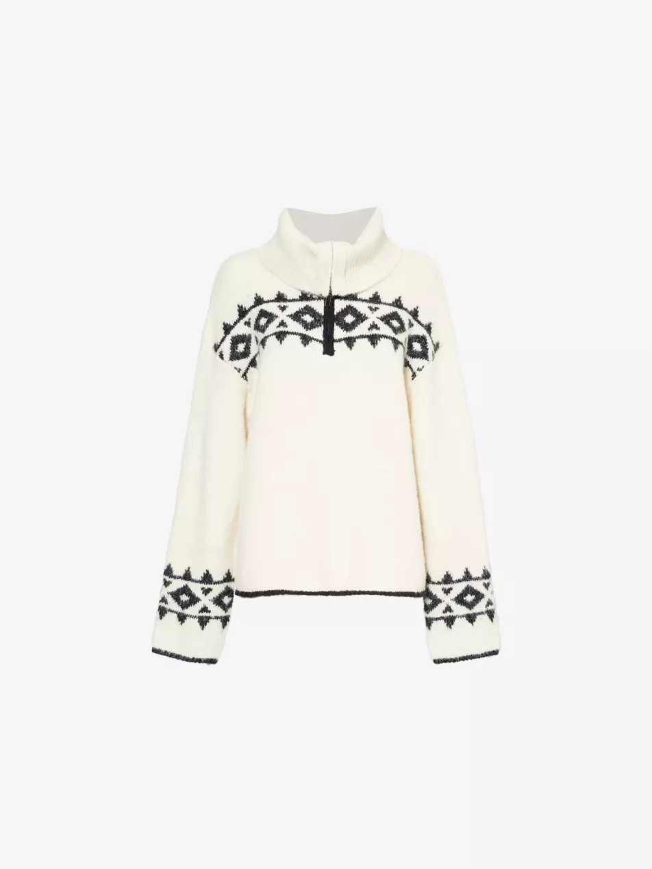 Kali graphic-pattern half-zip knitted jumper | Selfridges