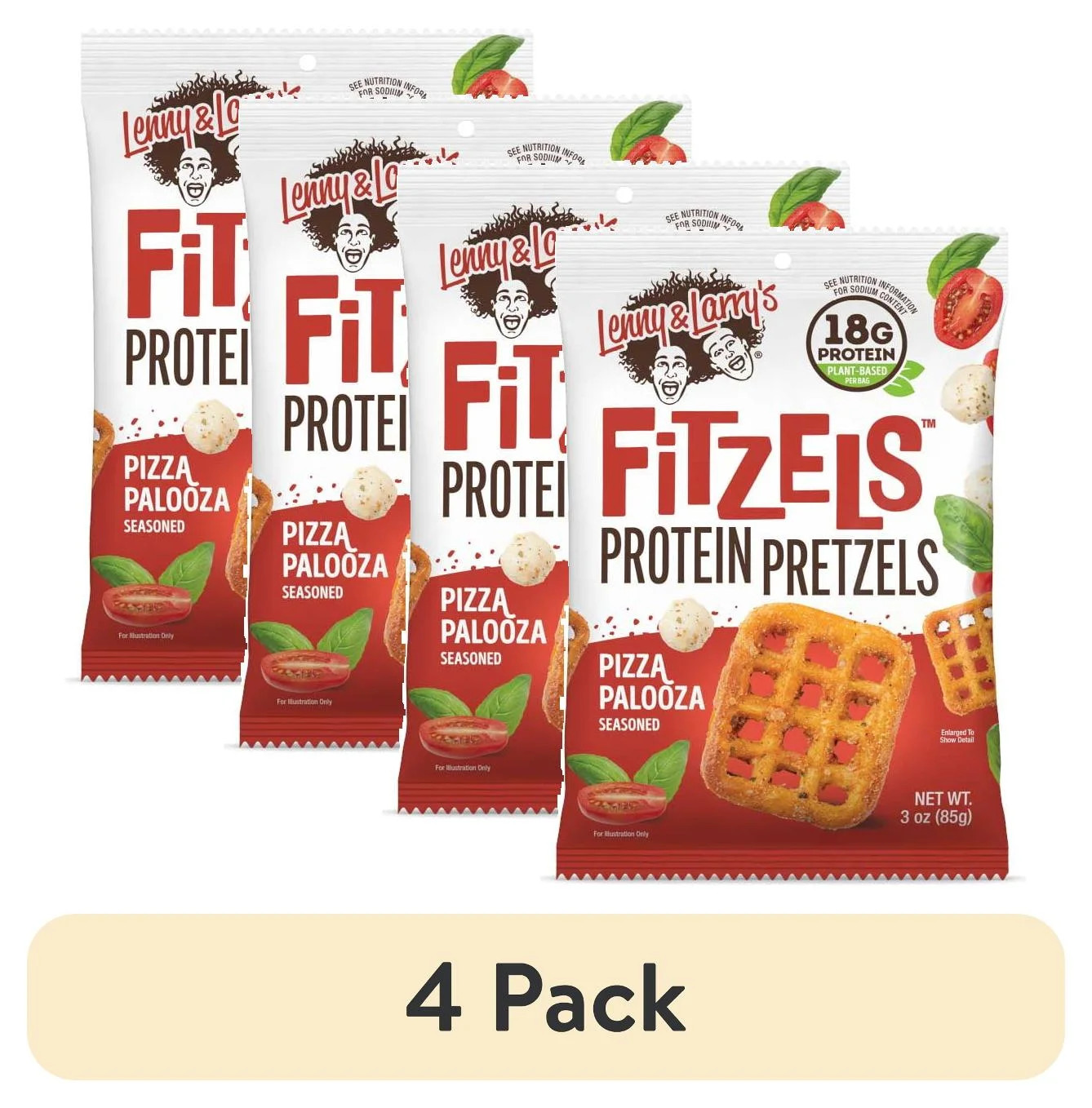 (4 pack) Lenny and Larry's Fitzels Protein Pretzels, Pizza Palooza, 20g Protein, 3oz | Walmart (US)